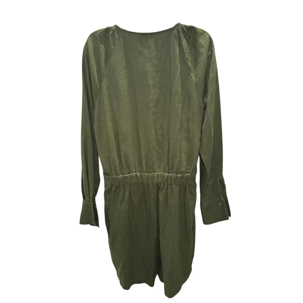 Banana‎ Republic Olive Green Linen Blend Utility Romper Large Petite LP